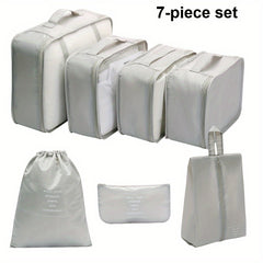 7pcs Travel Packing Bag With Zipper Durable Storage Container