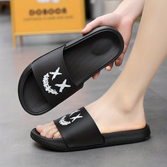 Men's Smile Print Slides Non Slip Slippers