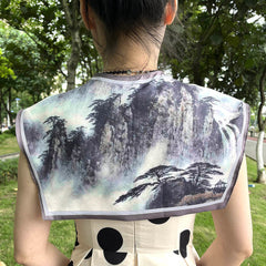 Landscape Folding Fan Ink Painting Shawl Print