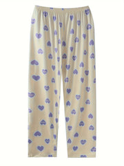 Letter & Heart Print Loungewear Pants