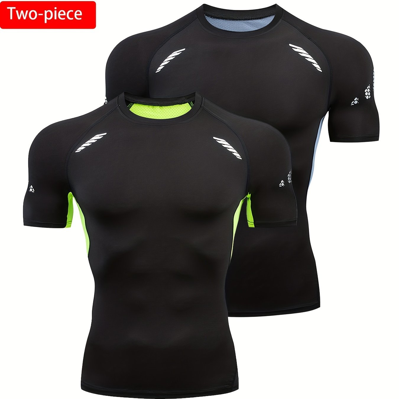2pcs Men's Quick Dry Sports T Shirts Compression & Moisture Wicking
