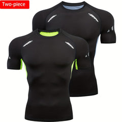 2pcs Men's Quick Dry Sports T Shirts Compression & Moisture Wicking