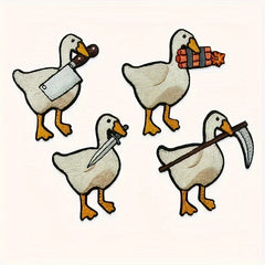 4pcs Funny Animal Embroidered Patches Goose Morale Hook And Loop