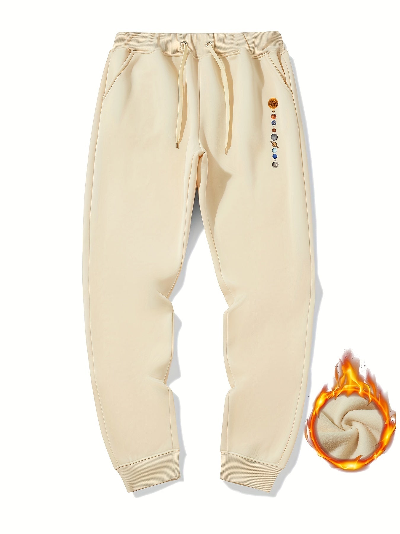 Men s Planets Print Drawstring Fleece Sweatpants