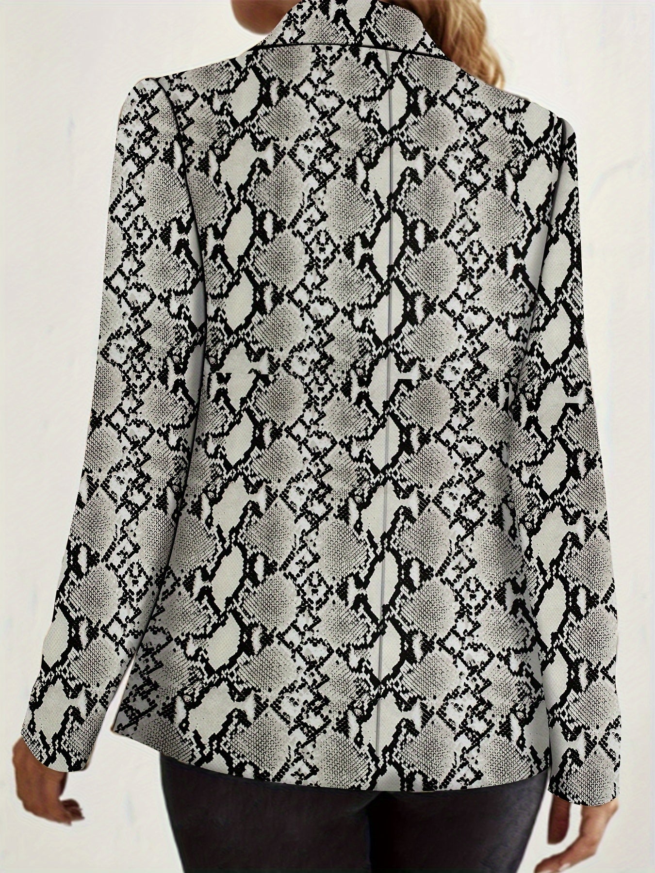 Leopard Print Blazer Long Sleeve Casual Lapel Collar Women's Plus
