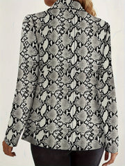 Leopard Print Blazer Long Sleeve Casual Lapel Collar Women's Plus