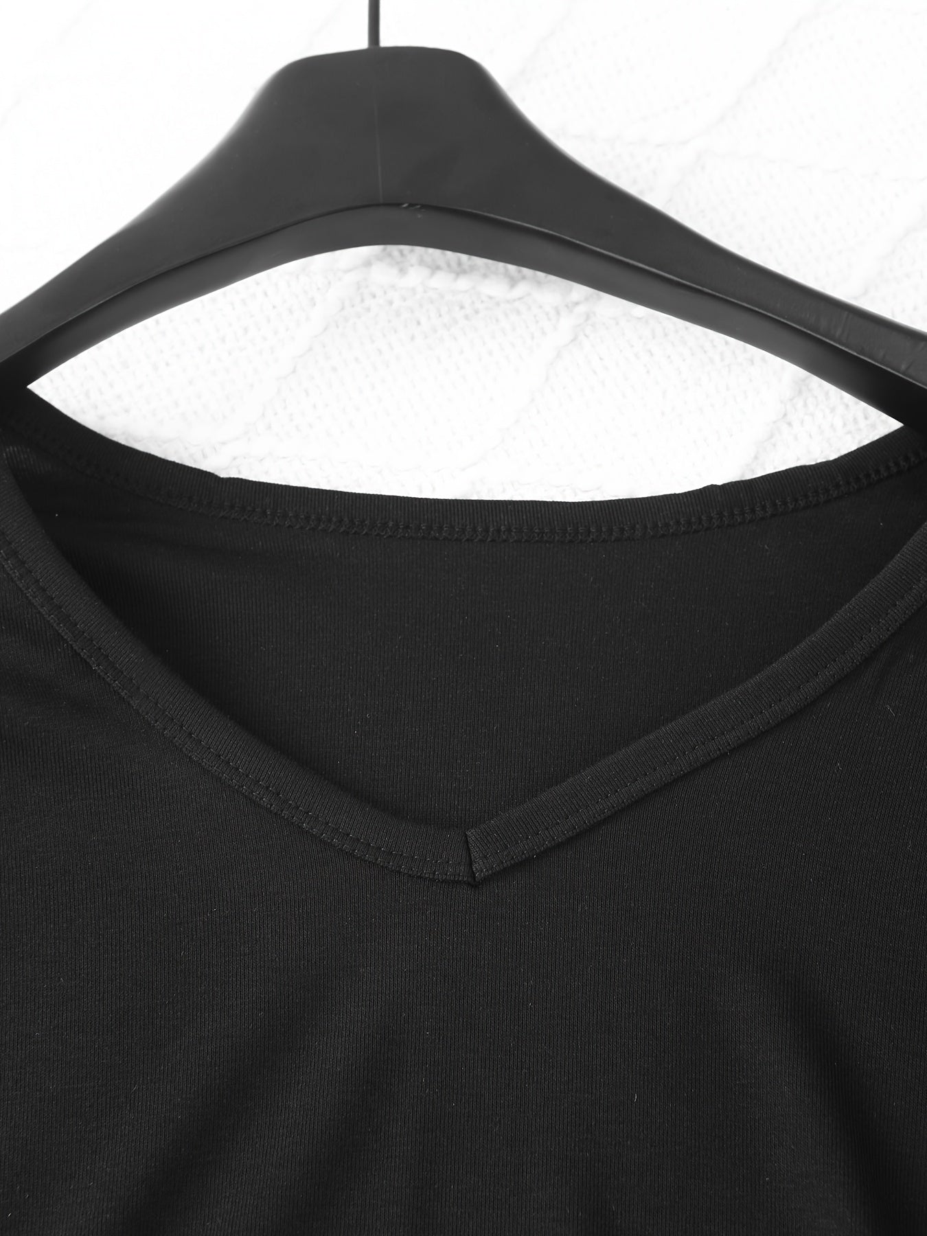 Solid V Neck Long Sleeve Top Women's Loungewear