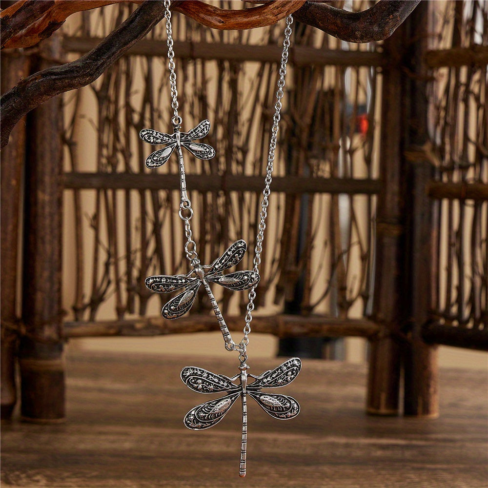 Vintage Dragonfly Pendant Necklace For Women Bohemian Charm Necklace