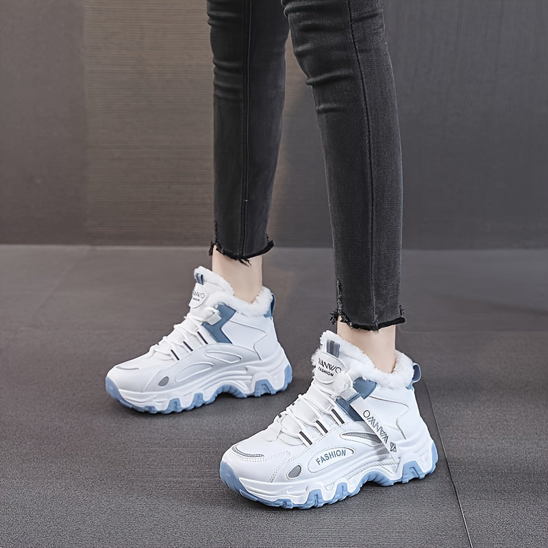 Women's Chunky Sneakers Warm Plush Lined Anti-slip Shoes