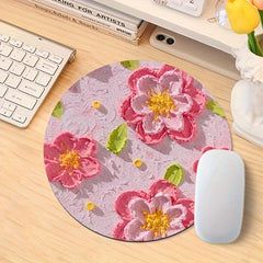 Cartoon Mouse Pad Round Flowers Christmas Tree
