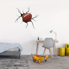 3D Rugby Wall Sticker Self-Adhesive Vinyl Crack Mural Art Decorative Sticker