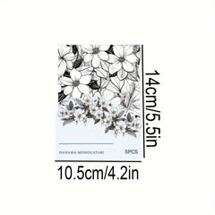 5pcs Flower Series Bronzing Silver Laser Sticker Set for DIY Decor