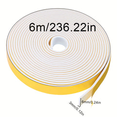 6m Foam Tape Weather Strip for Door Window 6mm Wide 3mm Thick