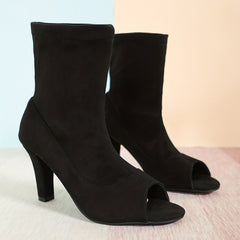 Women's Peep Toe Block Heeled Ankle Boots