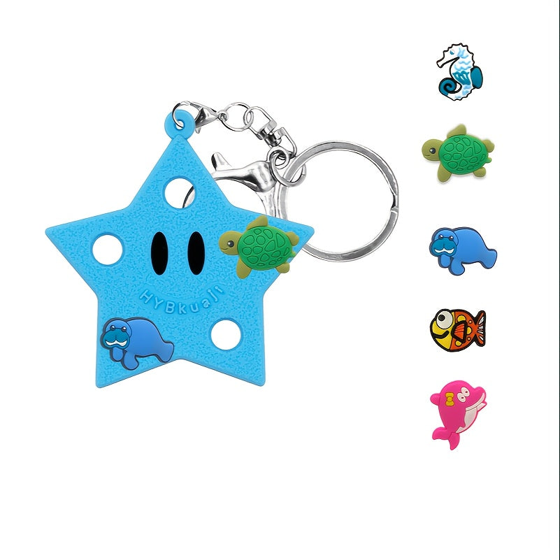 Cartoon Star Silicone Keychain for Children's Party Decoration
