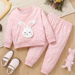 Baby Girls Rabbit Decor Dot 2pcs Set