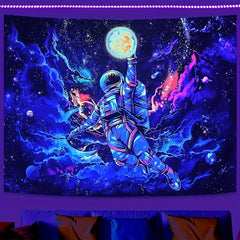 Blacklight Astronaut Space Tapestry UV Reactive Glow Dark Tapestries