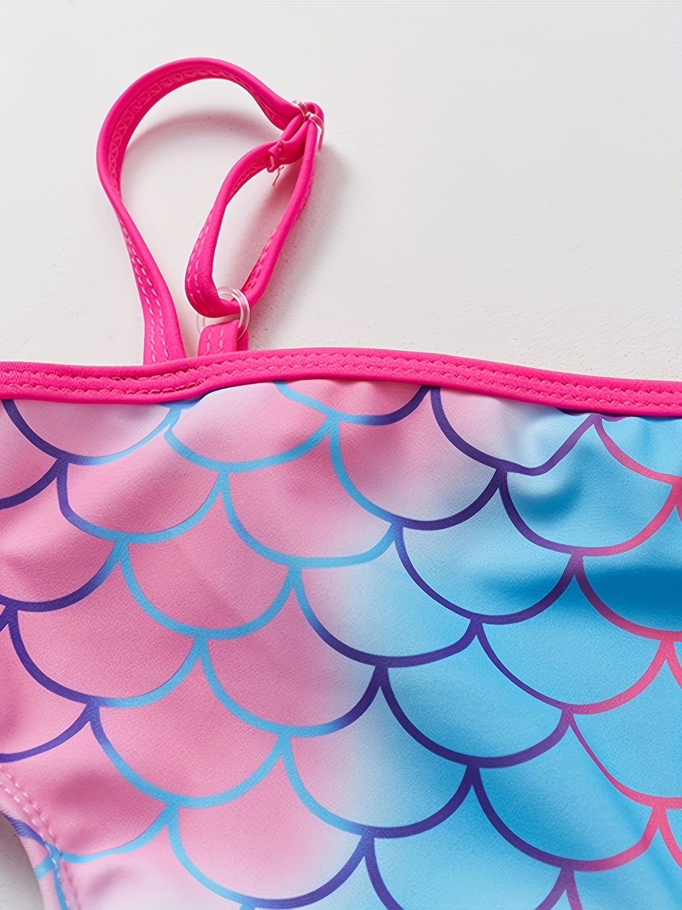 Toddler Girls Fish Scale Graphic Cami Swimsuit