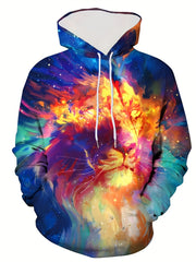 Lion 3D Print Hoodie Graphic Hooded Pullover Men's Clothing
