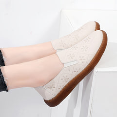 Floral Embroidered Loafers Lightweight Faux Leather Flats Slip On Shoes