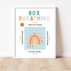 Square Breathing Poster for Therapy Office Decor