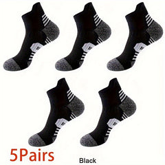 Men's Thick Padded Ankle Socks, 5 Pairs
