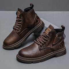 Men's Retro Ankle Boots PU Leather Lace-up Outdoor Trekking