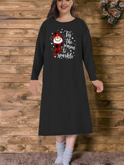 Snowman & Snowflake Print Long Sleeve Tee Nightdress