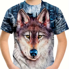 Kids Wolf Graphic Tees Stylish Casual T-shirt