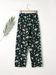 Alien Print Sleep Bottom Cozy Elastic Long Pants