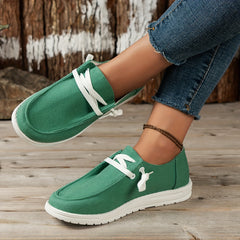 Women's Slip-On Canvas Shoes Round Toe Loafers Casual Walking Flats