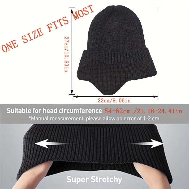 Winter Velvet Knit Hat With Earflap Skull Warm Cap Beanie Hat
