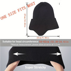 Winter Velvet Knit Hat With Earflap Skull Warm Cap Beanie Hat