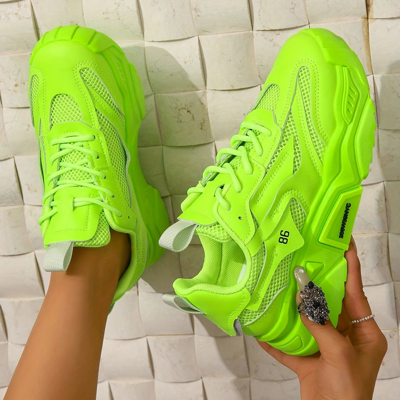 Women's Mesh Chunky Sneakers Low Top Platform Trainers