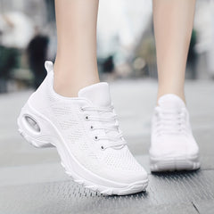 Women's Solid Air Cushion Jazz Dance Shoes Lace-Up Mesh Sneakers