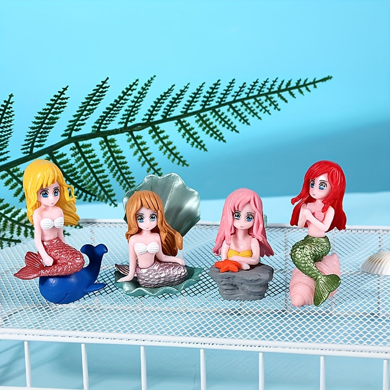 4pcs Shell Mermaid Aquarium Fish Tank Landscape Decoration