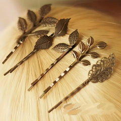5pcs Retro Leaf Pattern Hair Clips for Party