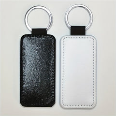10pcs Sublimation Keychain PU Leather Heat Transfer Keyring Rectangle