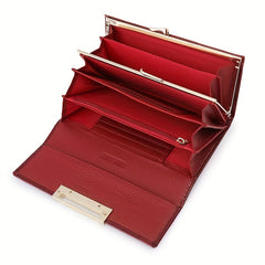 Stylish Leather Wallet with Glossy Stone Pattern & Clasp