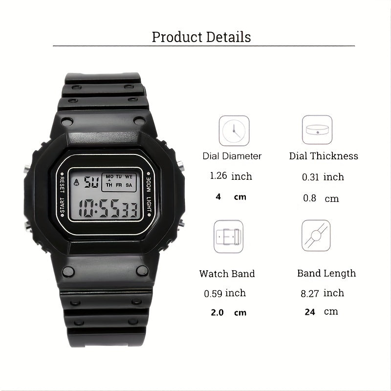 Multifunctional Small Square Electronic Watch Teenager Outdoor Sports