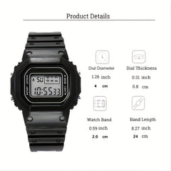 Outdoor Sports Watches Waterproof Square Electronic Student Wrist Watch