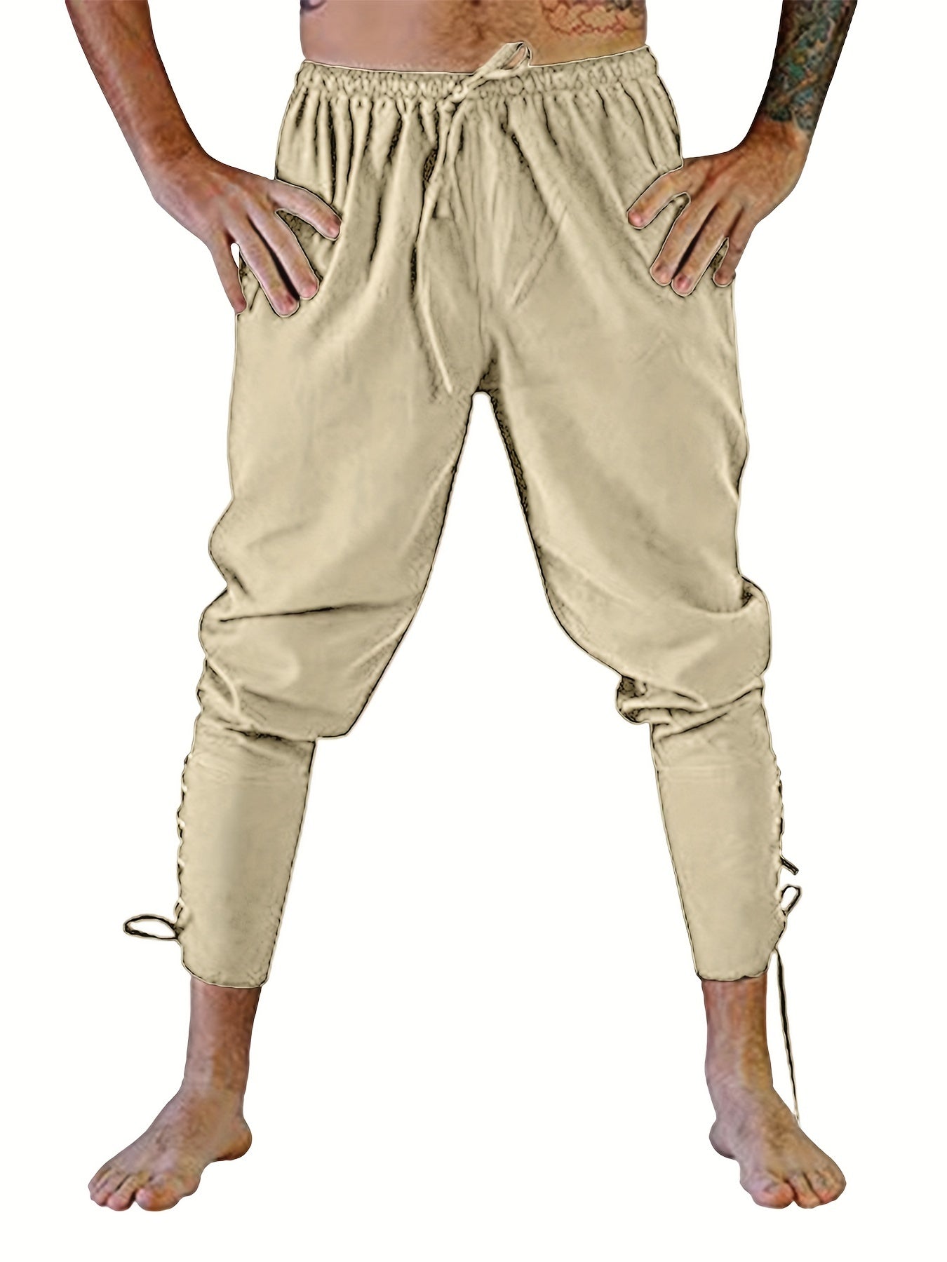 Men's Retro Medieval Renaissance Lace Up Loose Trousers Pants Costume