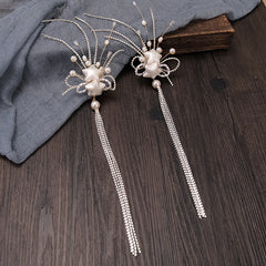 Tassel Faux Pearl Hair Clips 2pcs 1pair Headwear Bridal Party Styling