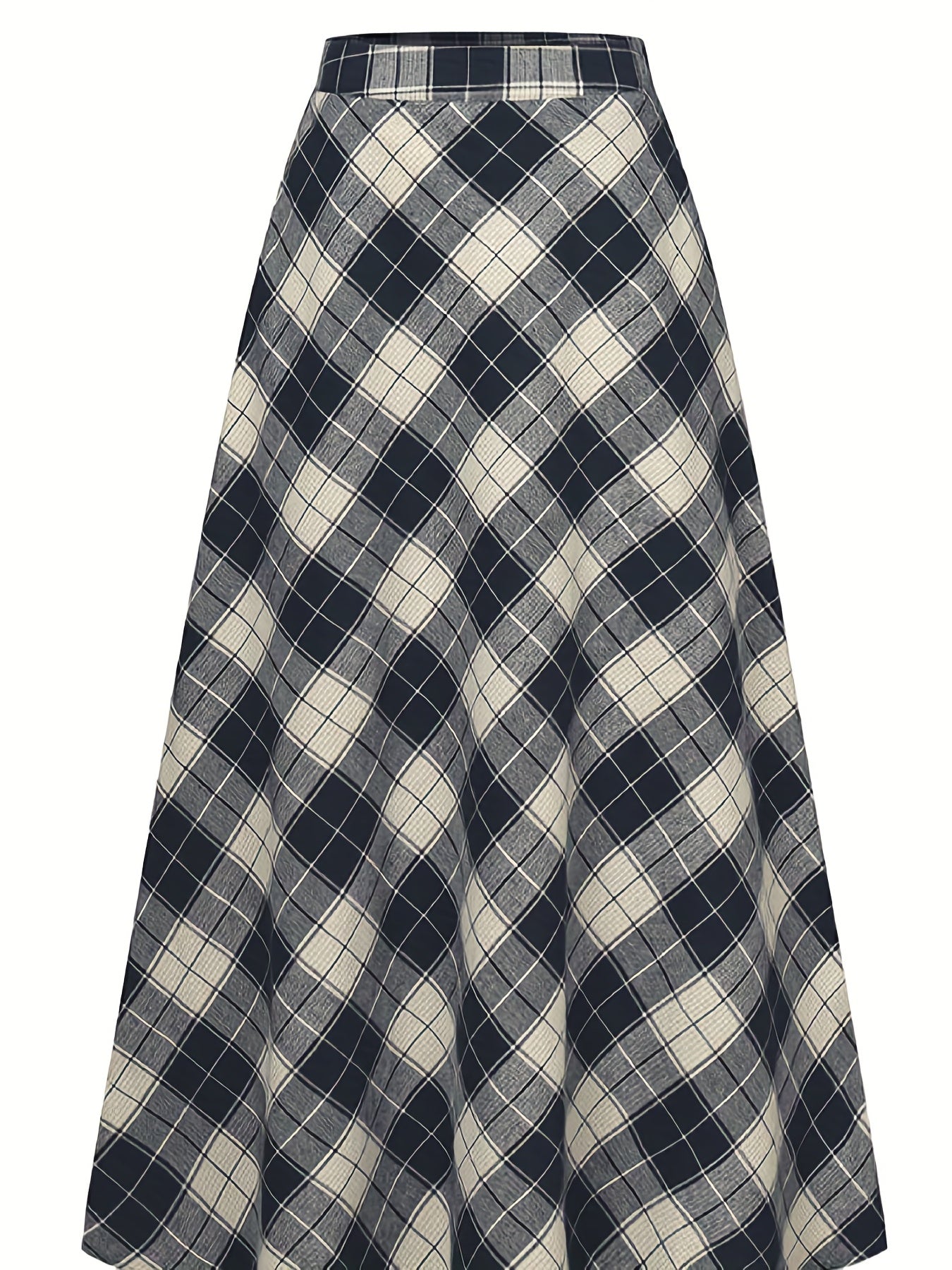 Plaid Print High Rise A Line Skirt With Pockets