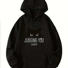 Cat Graphic Sports Hooded Sweatshirt Warm Hoodie Women