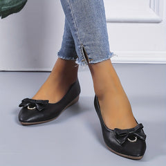 Women's Bowknot Flat Shoes Comfy Pointed Toe Slip On Soft Sole Shoes