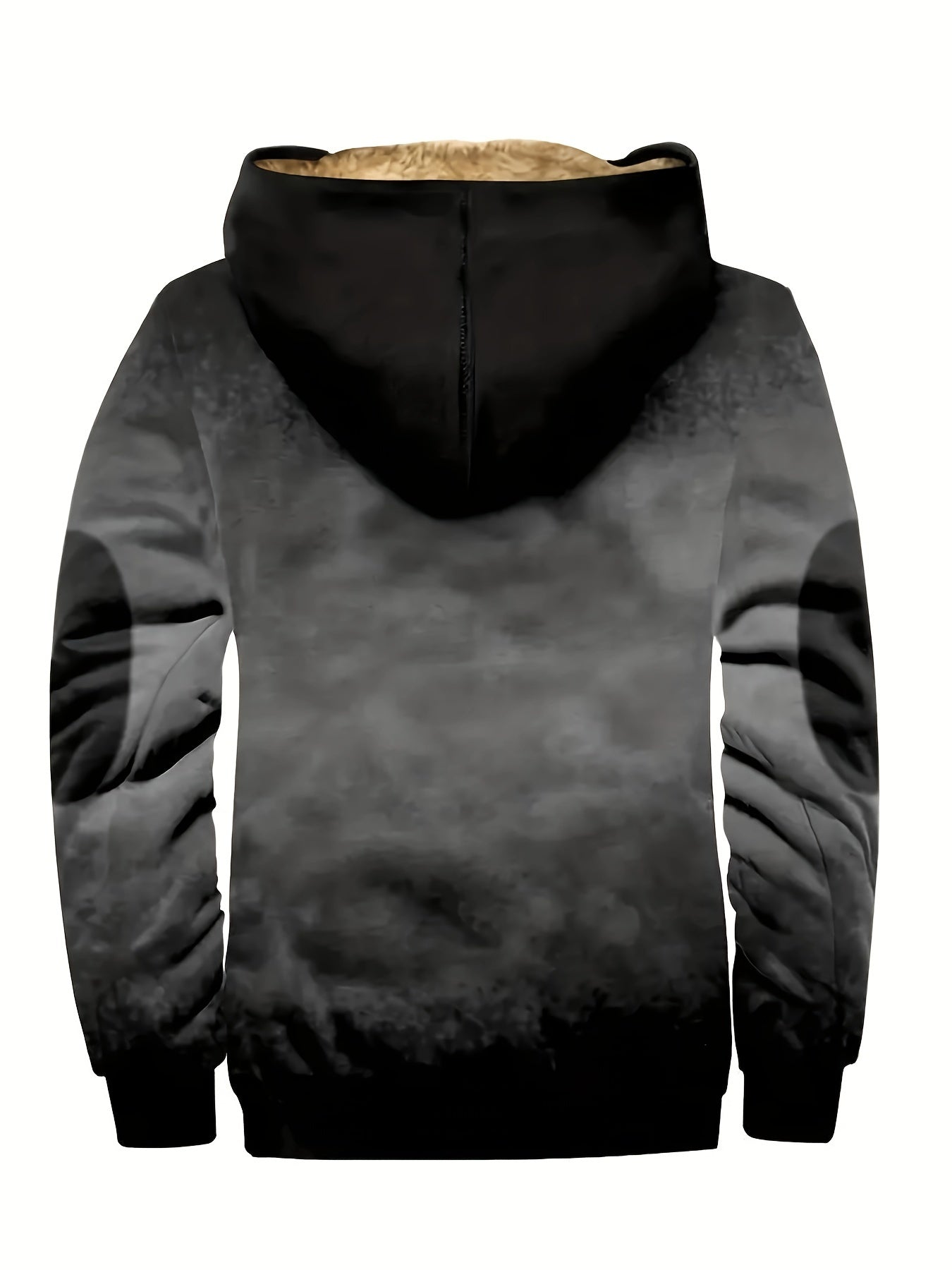 Men's Faith Pattern Gradient Plush Thick Winter Hooded Coat