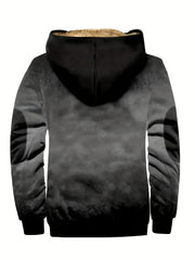 Men's Faith Pattern Gradient Plush Thick Winter Hooded Coat