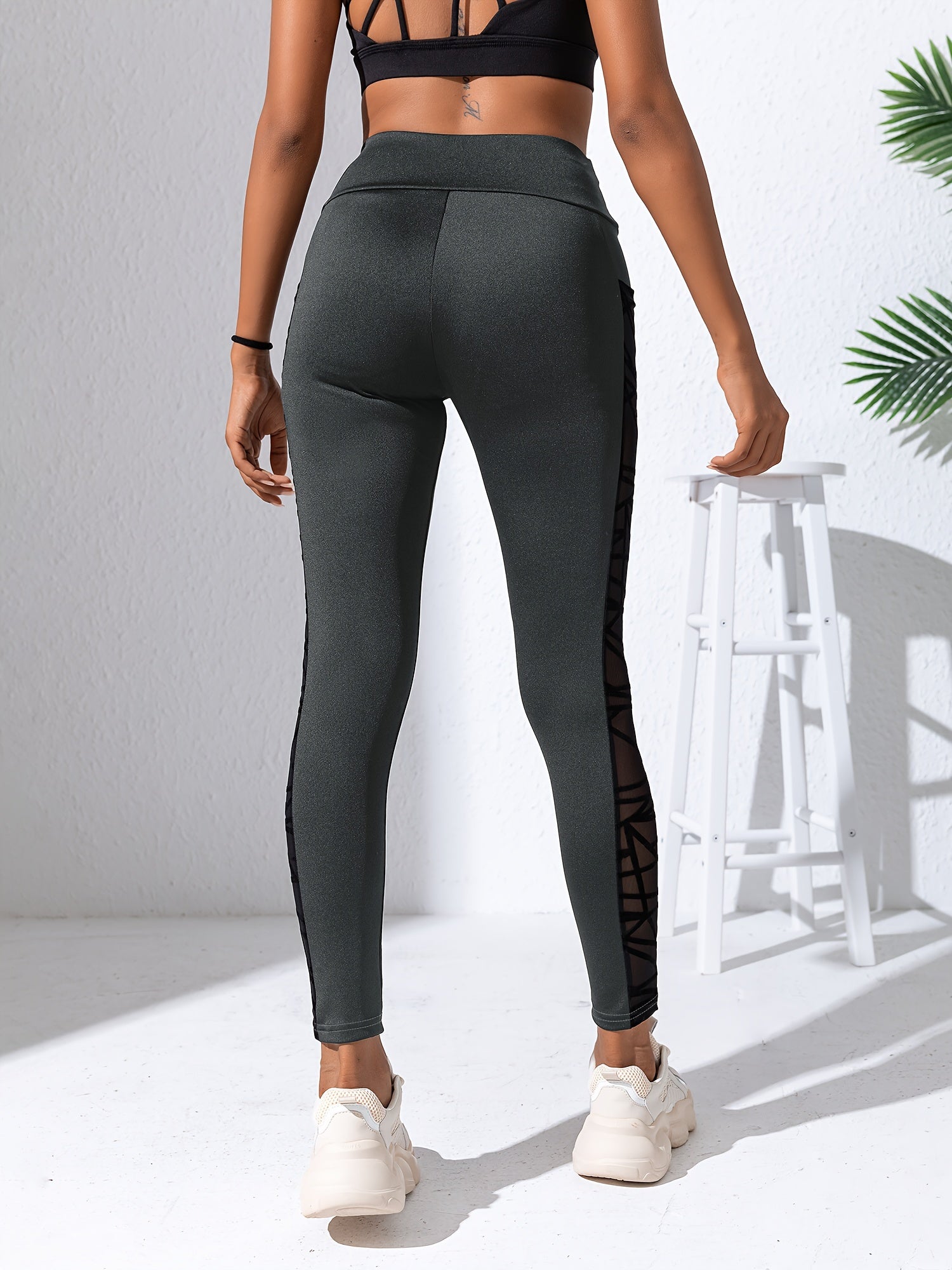 High Waist Mesh Stitching Butt Lifting Yoga Pants