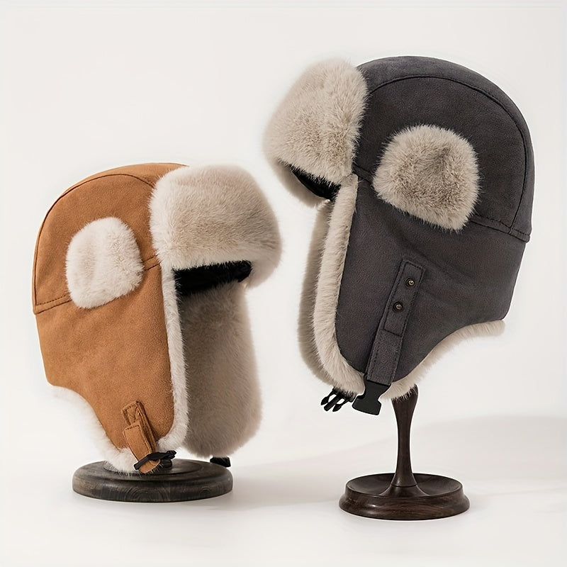 Fleece Lined Thermal Trapper Hat Ear Flap Windproof Aviator Cap